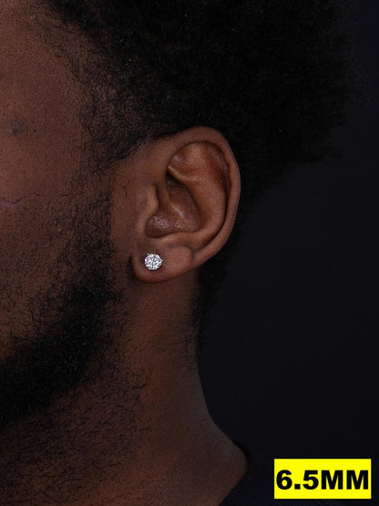 HarlemBling MOISSANITE Martini 3-Prong Solitaire Pushback Stud Earrings - 925 Silver - 3mm-10mm - 0.2-8ct