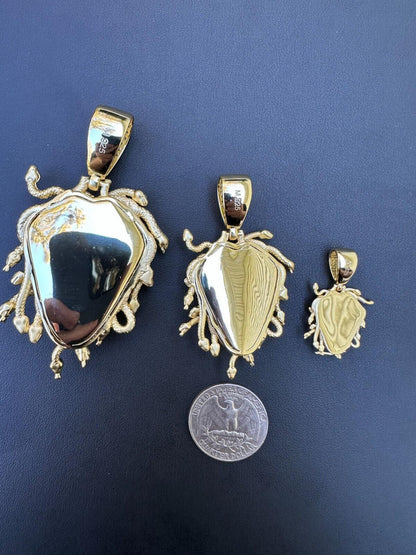 HarlemBling MOISSANITE Medusa Head Pendant - Iced Necklace Real 14k Gold Vermeil 925 Silver