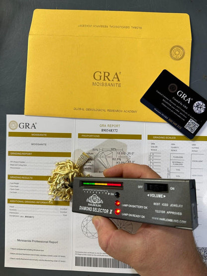 HarlemBling MOISSANITE Medusa Head Pendant - Iced Necklace Real 14k Gold Vermeil 925 Silver