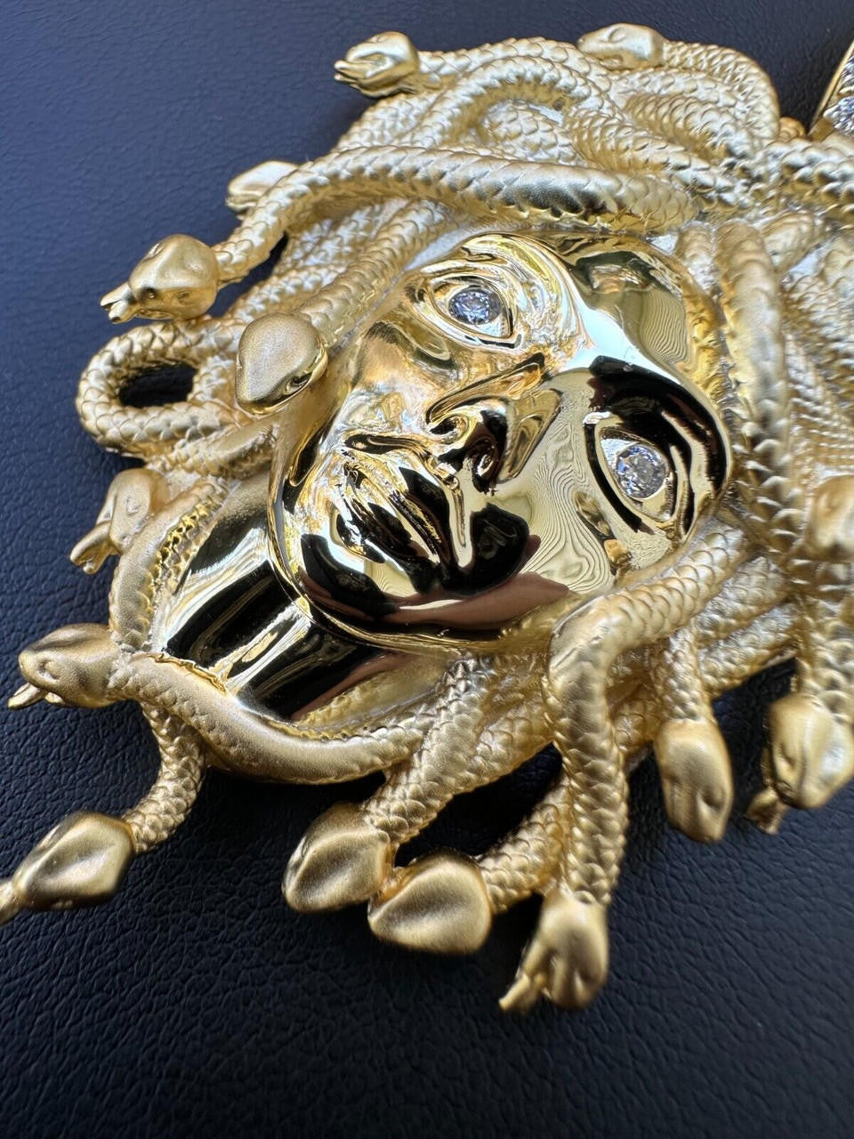 HarlemBling MOISSANITE Medusa Head Pendant - Iced Necklace Real 14k Gold Vermeil 925 Silver