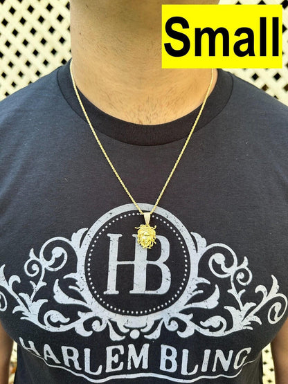 HarlemBling MOISSANITE Medusa Head Pendant - Iced Necklace Real 14k Gold Vermeil 925 Silver