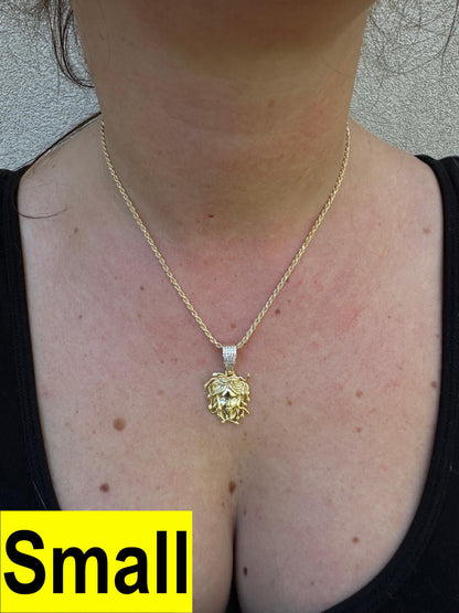 HarlemBling MOISSANITE Medusa Head Pendant - Iced Necklace Real 14k Gold Vermeil 925 Silver