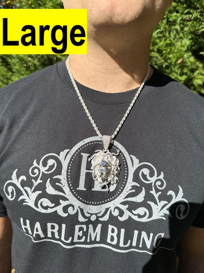 HarlemBling MOISSANITE Medusa Head Pendant - Iced Necklace Real Solid 925 Silver - 3 Sizes