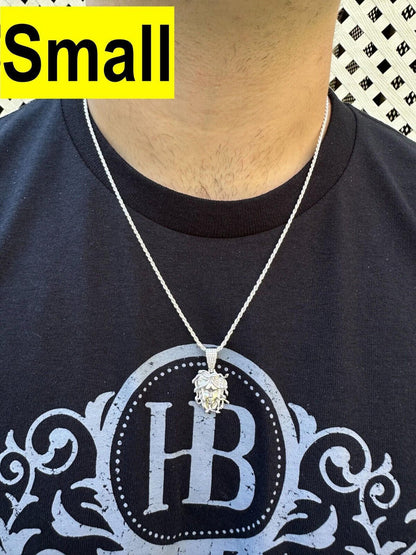 HarlemBling MOISSANITE Medusa Head Pendant - Iced Necklace Real Solid 925 Silver - 3 Sizes
