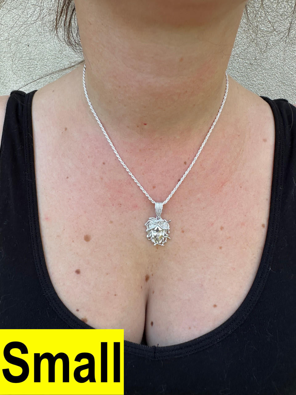 HarlemBling MOISSANITE Medusa Head Pendant - Iced Necklace Real Solid 925 Silver - 3 Sizes