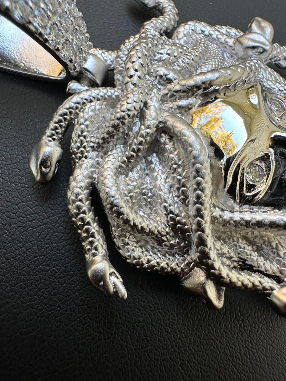 HarlemBling MOISSANITE Medusa Head Pendant - Iced Necklace Real Solid 925 Silver - 3 Sizes