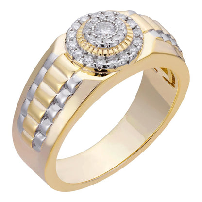 HarlemBling MOISSANITE Mens 14k Gold Plated Real 925 Silver Iced Bling Two Tone Ring Hip Hop