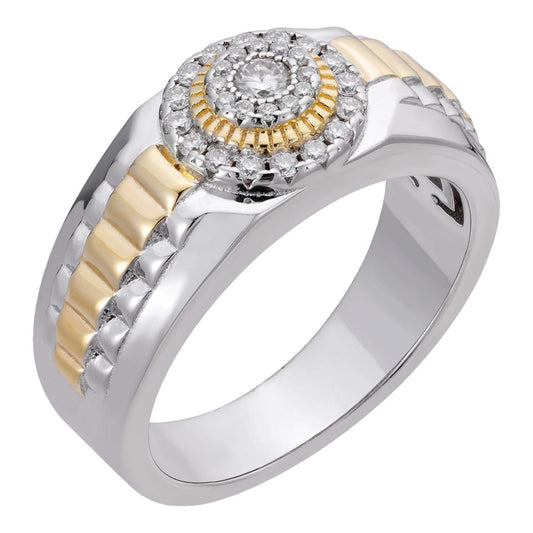 HarlemBling MOISSANITE Mens 14k Gold Plated Real 925 Silver Iced Presidential Ring Hip Hop