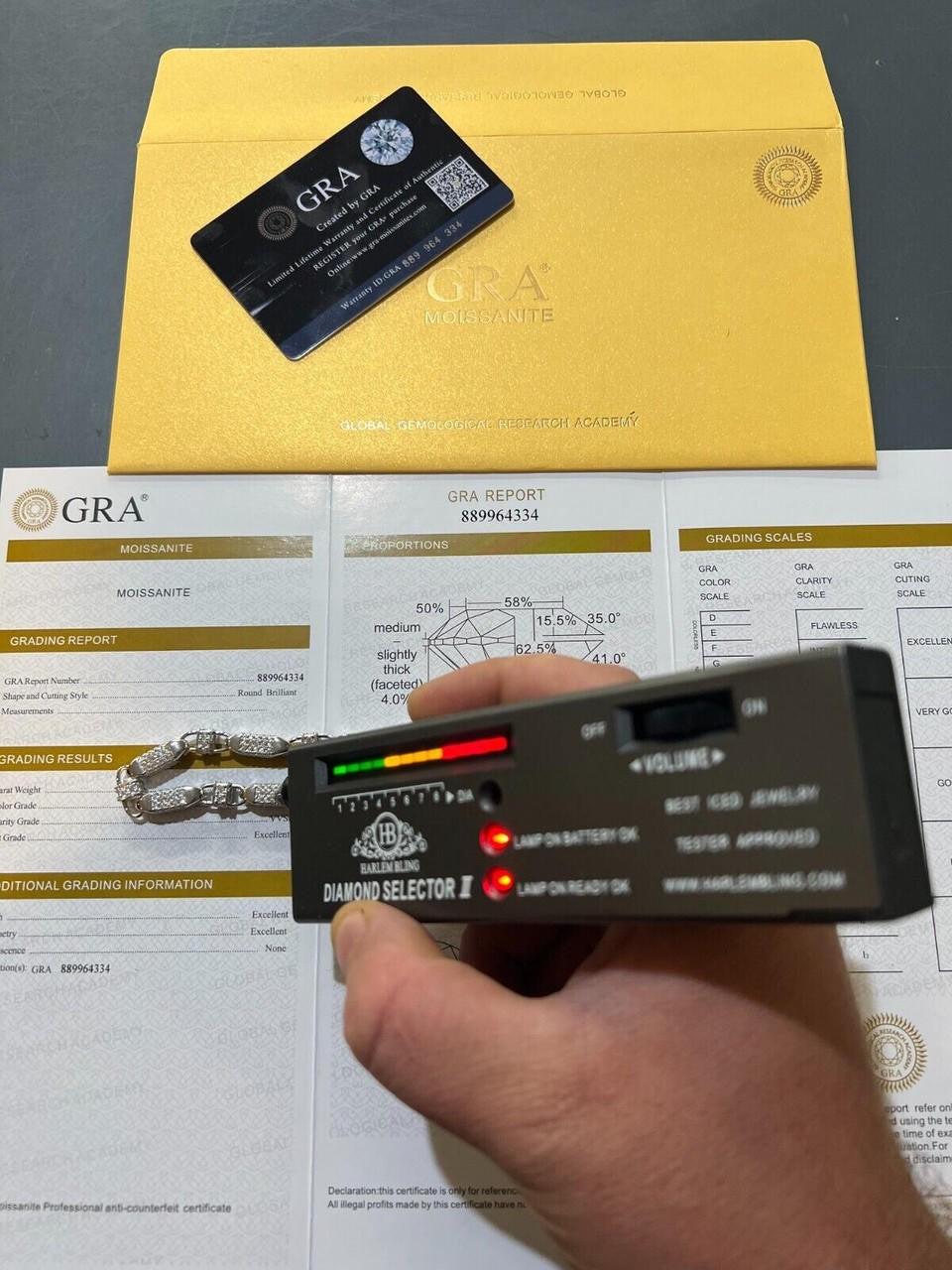 HarlemBling MOISSANITE Mens Bullet Chain Real 925 Silver Iced Flooded Out Hip Hop Bracelet