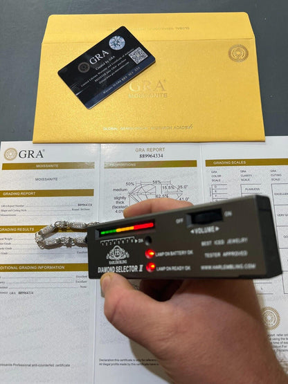 HarlemBling MOISSANITE Mens Bullet Chain Real 925 Silver Iced Flooded Out Hip Hop Bracelet