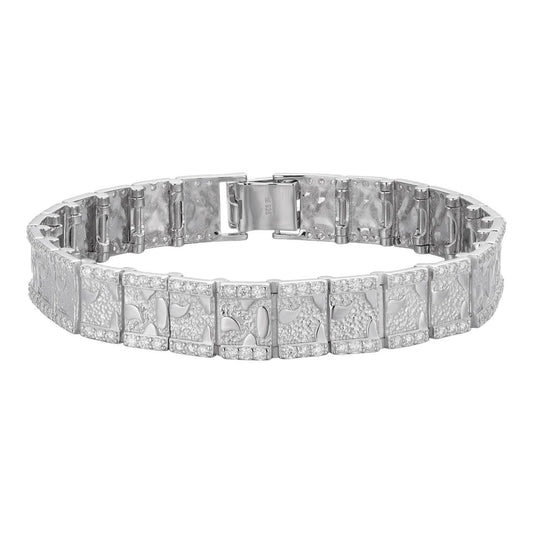HarlemBling Moissanite Mens Real 925 Silver Iced Nugget Link Bracelet 8mm-16mm Hip Hop Heavy