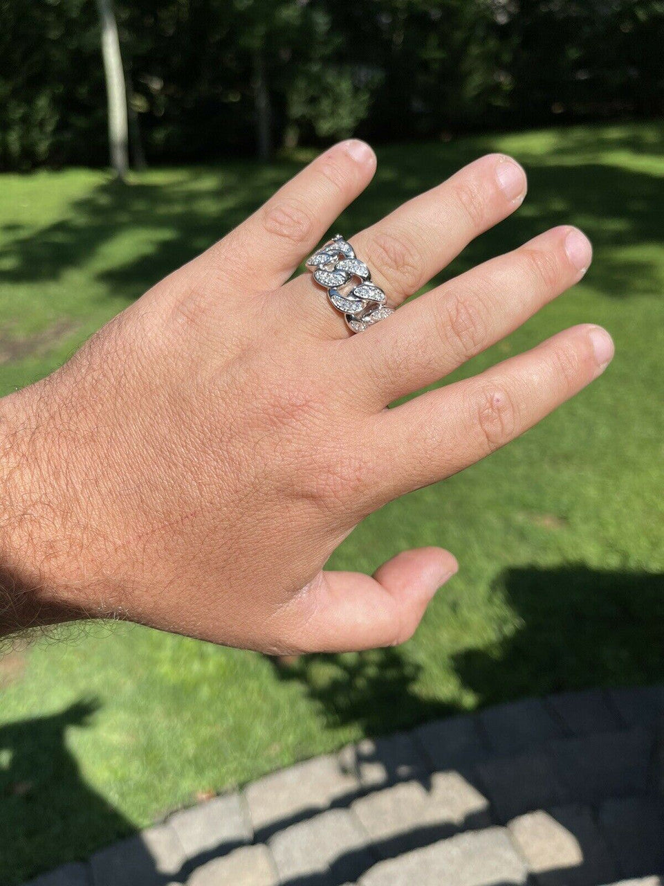 HarlemBling MOISSANITE Miami Cuban Ring 925 Sterling Silver Passes Diamond Tester Real Iced