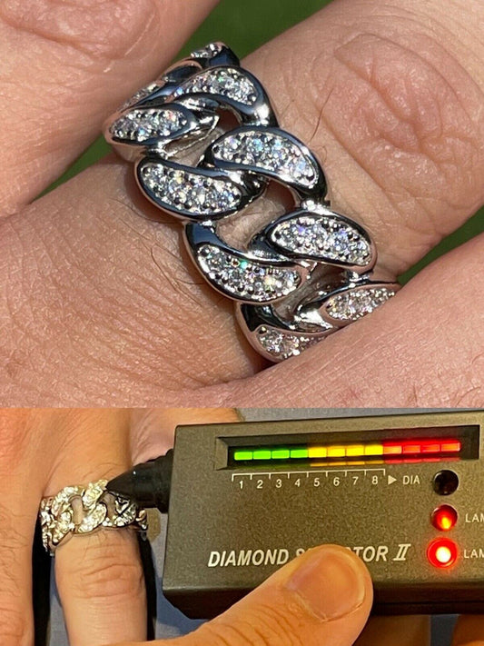 HarlemBling MOISSANITE Miami Cuban Ring 925 Sterling Silver Passes Diamond Tester Real Iced