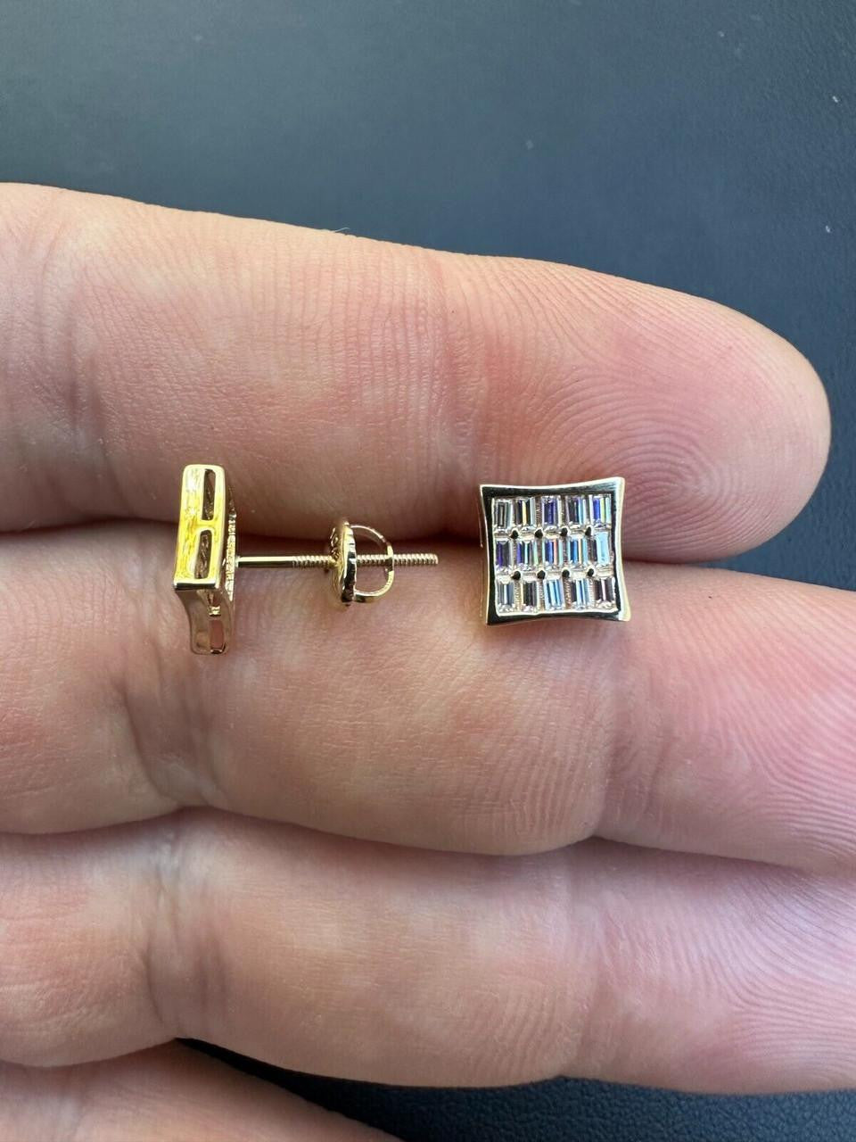 HarlemBling MOISSANITE Modern Baguette Kite Iced Out Earrings - 925 Silver - 8mm