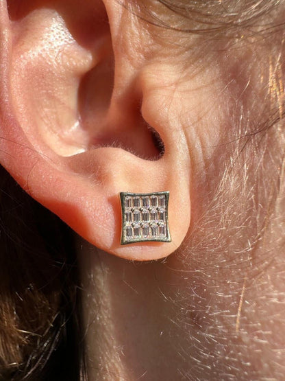 HarlemBling MOISSANITE Modern Baguette Kite Iced Out Earrings - 925 Silver - 8mm