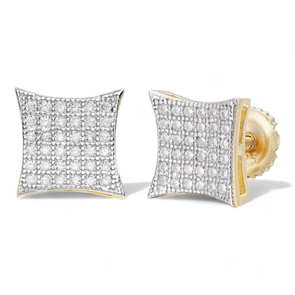 HarlemBling MOISSANITE Modern Kite Earrings - 14k Gold Vermeil 925 Silver - 9mm