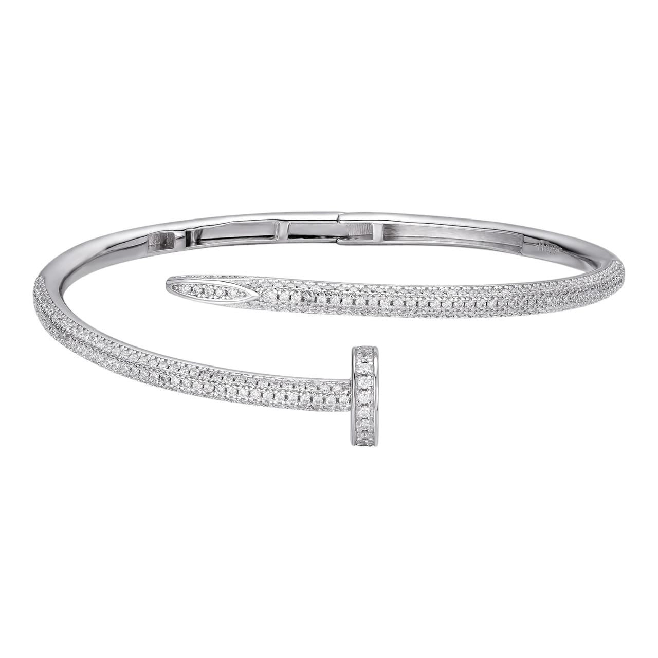 HarlemBling MOISSANITE Nail Bangle Bracelet Iced Out - 925 Silver - 6"-7.5"
