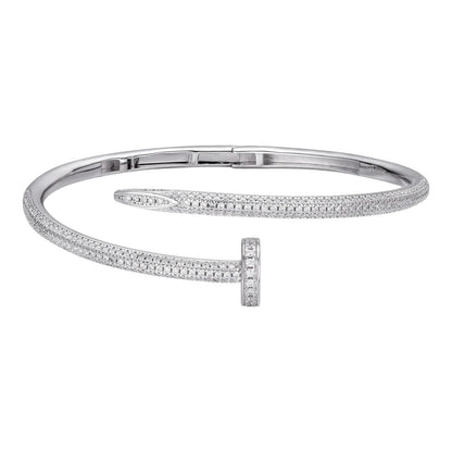 HarlemBling MOISSANITE Nail Bangle Bracelet Iced Out - 925 Silver - 6"-7.5"