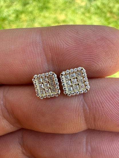 HarlemBling MOISSANITE Northern Ice Cartel Iced Out Earrings - 14k Gold Vermeil 925 Silver - 7mm