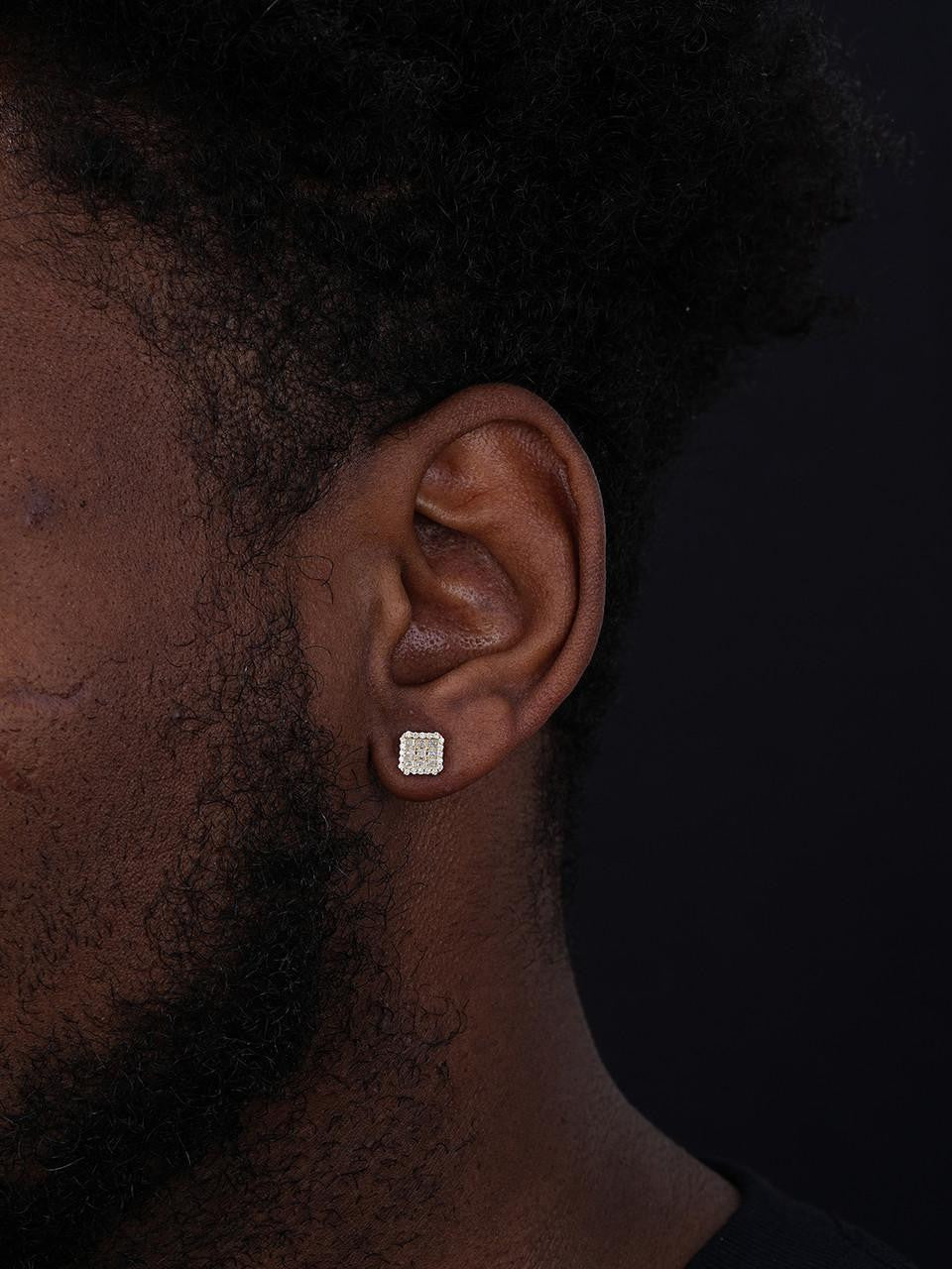 HarlemBling MOISSANITE Northern Ice Cartel Iced Out Earrings - 14k Gold Vermeil 925 Silver - 7mm