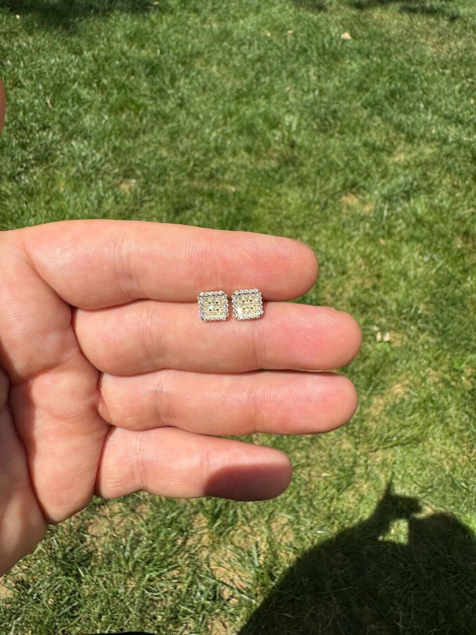 HarlemBling MOISSANITE Northern Ice Cartel Iced Out Earrings - 14k Gold Vermeil 925 Silver - 7mm