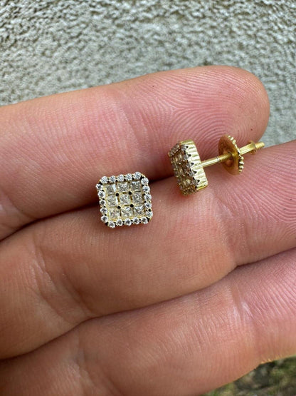 HarlemBling MOISSANITE Northern Ice Cartel Iced Out Earrings - 14k Gold Vermeil 925 Silver - 7mm