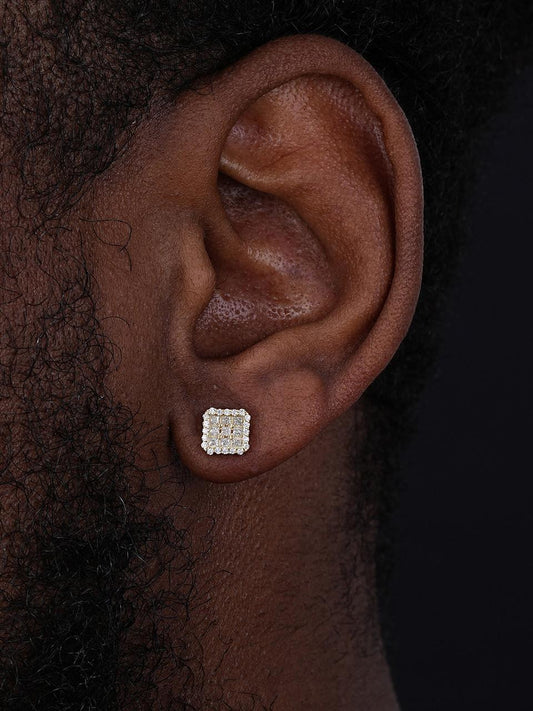 HarlemBling MOISSANITE Northern Ice Cartel Iced Out Earrings - 14k Gold Vermeil 925 Silver - 7mm