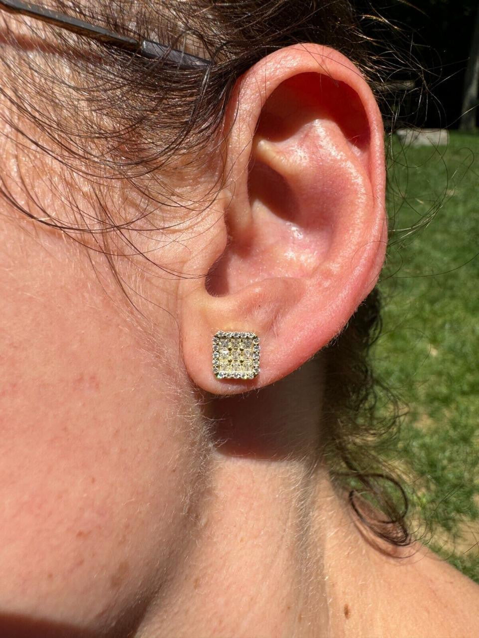 HarlemBling MOISSANITE Northern Ice Cartel Iced Out Earrings - 14k Gold Vermeil 925 Silver - 7mm