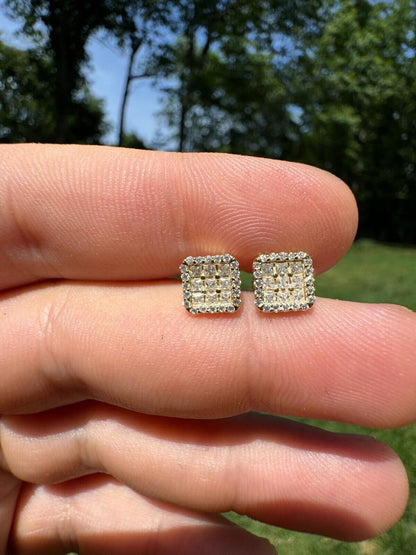 HarlemBling MOISSANITE Northern Ice Cartel Iced Out Earrings - 14k Gold Vermeil 925 Silver - 7mm