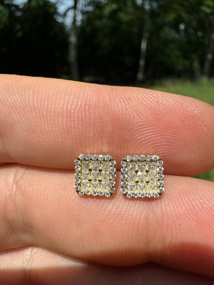 HarlemBling MOISSANITE Northern Ice Cartel Iced Out Earrings - 14k Gold Vermeil 925 Silver - 7mm