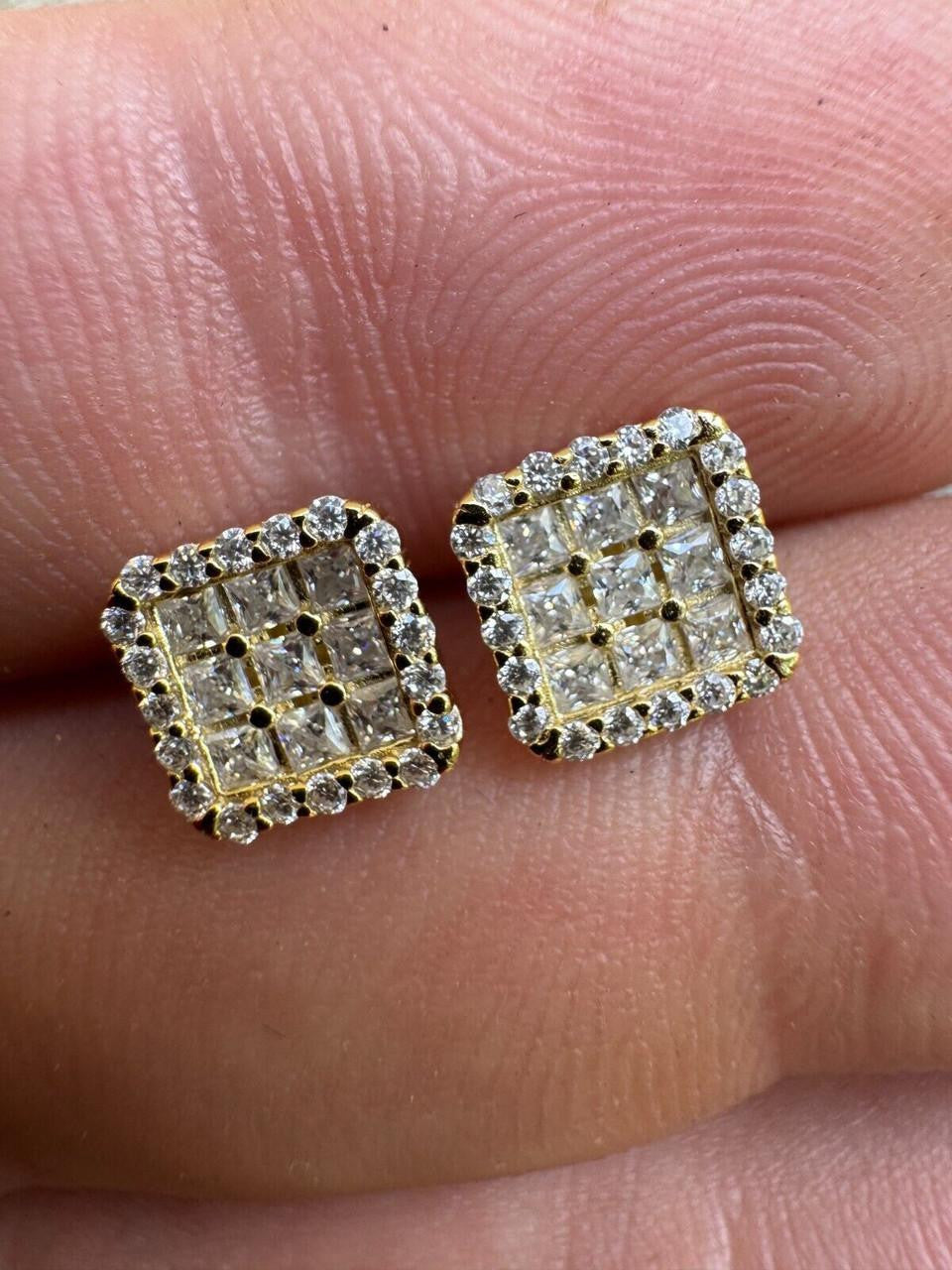 HarlemBling MOISSANITE Northern Ice Cartel Iced Out Earrings - 14k Gold Vermeil 925 Silver - 7mm