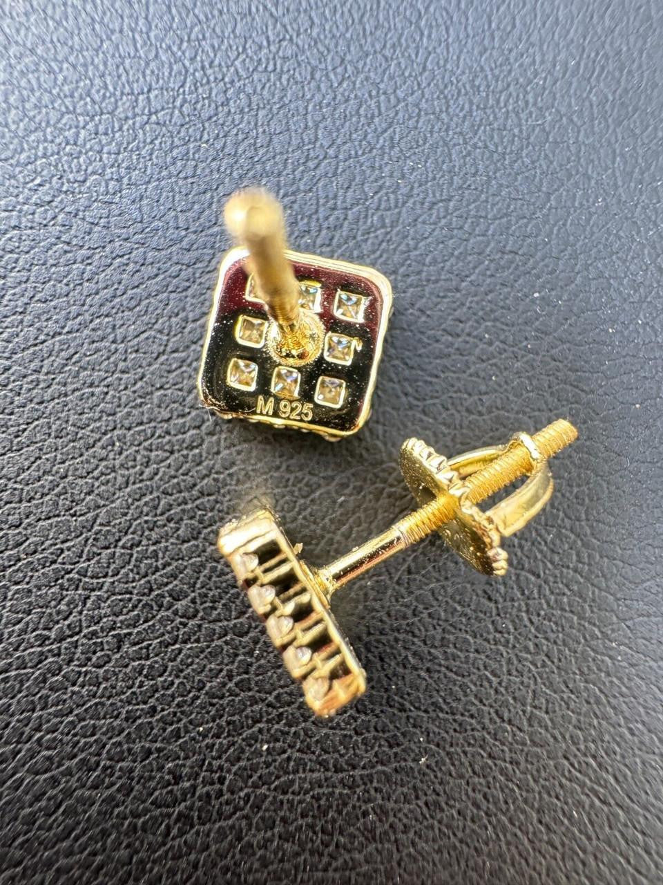 HarlemBling MOISSANITE Northern Ice Cartel Iced Out Earrings - 14k Gold Vermeil 925 Silver - 7mm