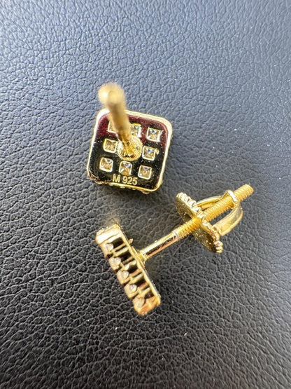 HarlemBling MOISSANITE Northern Ice Cartel Iced Out Earrings - 14k Gold Vermeil 925 Silver - 7mm