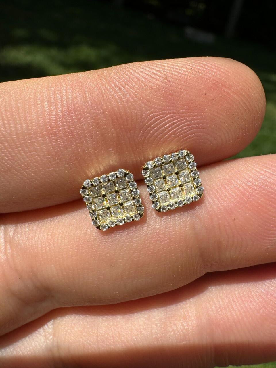 HarlemBling MOISSANITE Northern Ice Cartel Iced Out Earrings - 14k Gold Vermeil 925 Silver - 7mm