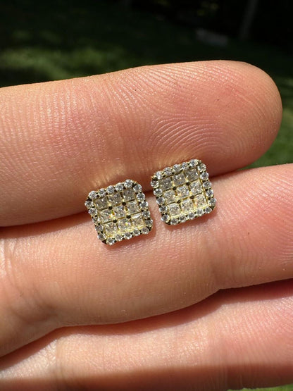 HarlemBling MOISSANITE Northern Ice Cartel Iced Out Earrings - 14k Gold Vermeil 925 Silver - 7mm