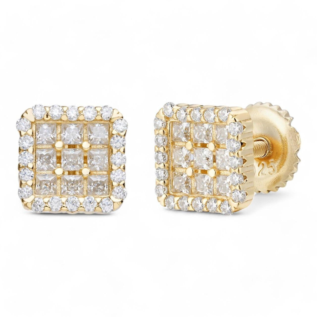 HarlemBling MOISSANITE Northern Ice Cartel Iced Out Earrings - 14k Gold Vermeil 925 Silver - 7mm