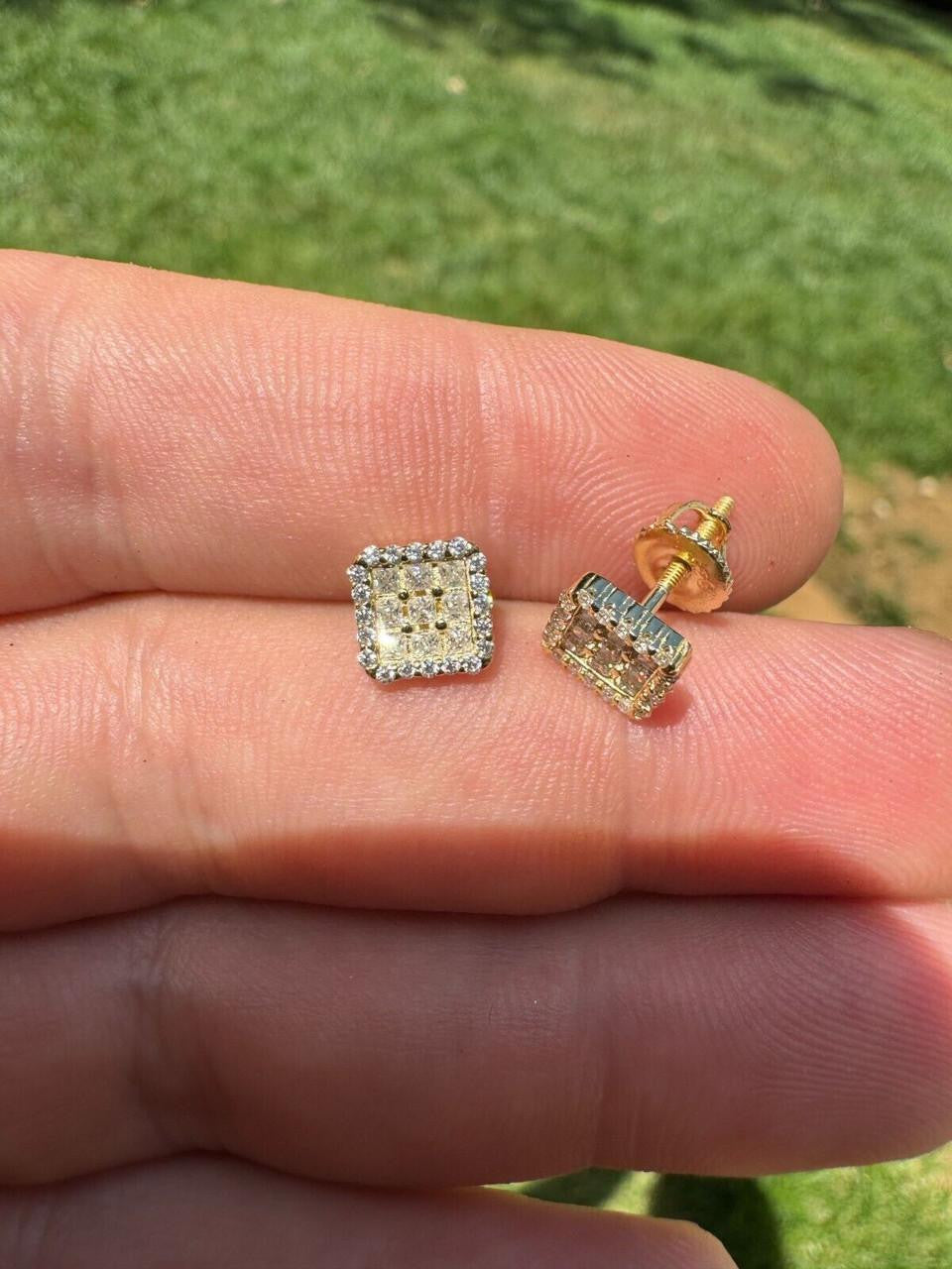 HarlemBling MOISSANITE Northern Ice Cartel Iced Out Earrings - 14k Gold Vermeil 925 Silver - 7mm