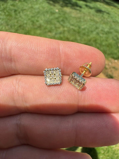 HarlemBling MOISSANITE Northern Ice Cartel Iced Out Earrings - 14k Gold Vermeil 925 Silver - 7mm