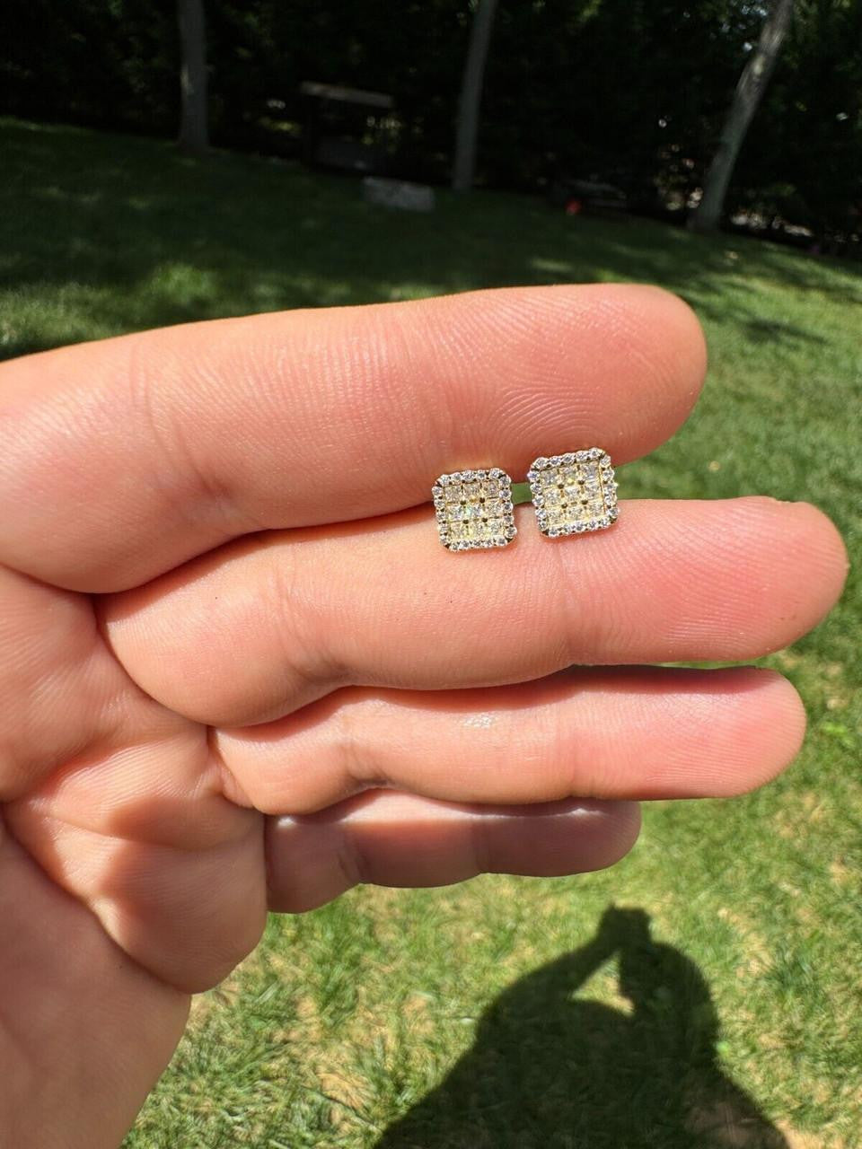 HarlemBling MOISSANITE Northern Ice Cartel Iced Out Earrings - 14k Gold Vermeil 925 Silver - 7mm