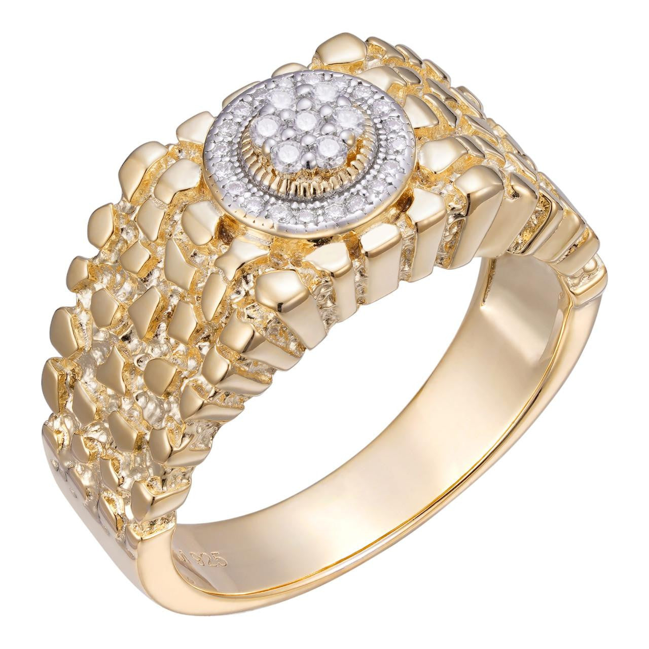 HarlemBling MOISSANITE Nugget Ring W. Crown Ring - 14k Gold Vermeil 925 Silver