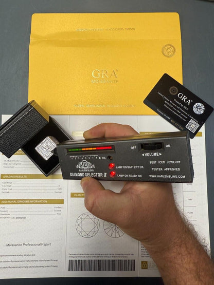 HarlemBling MOISSANITE Old School Square Cluster Iced Out Ring - 925 Silver