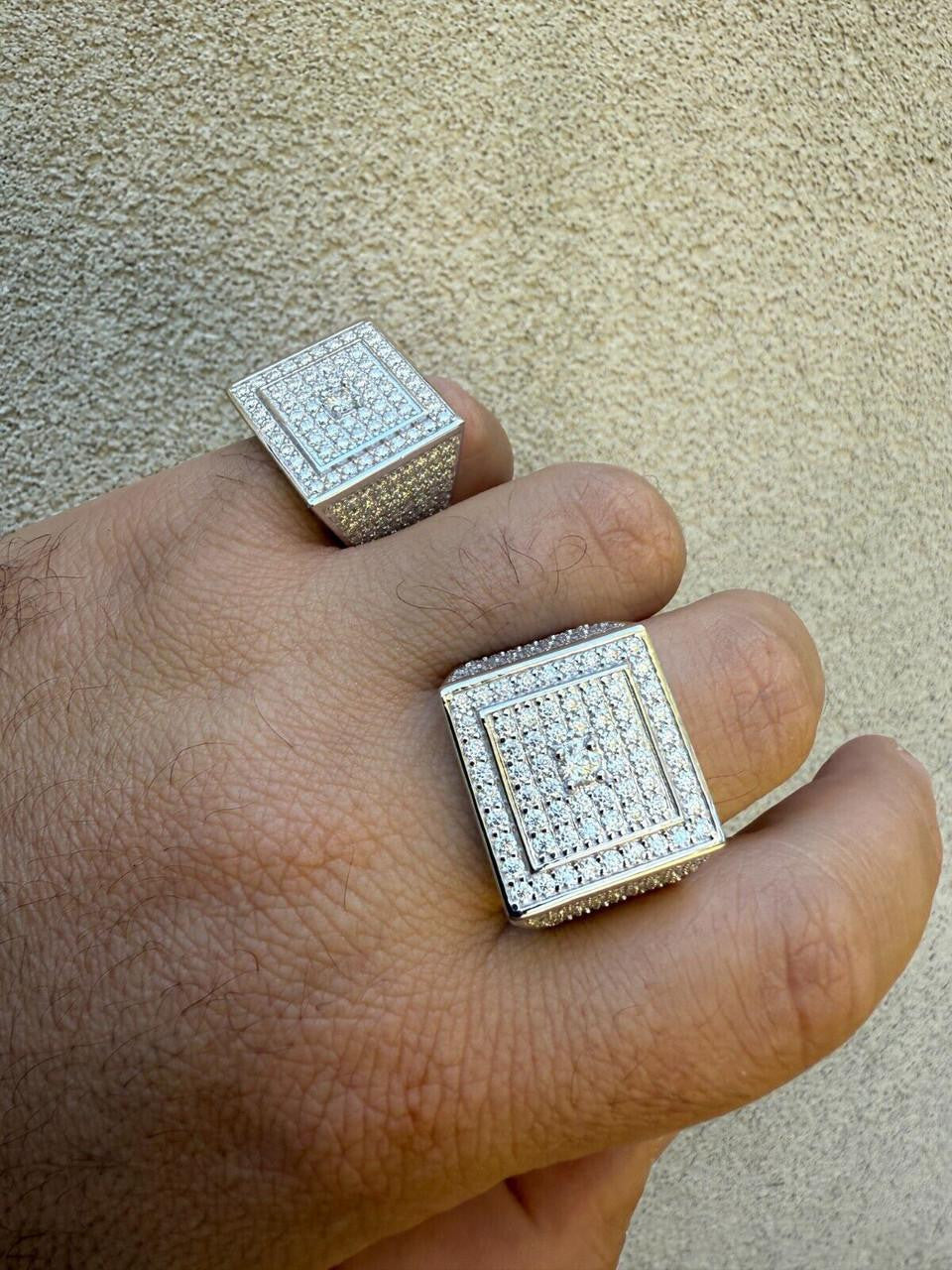 HarlemBling MOISSANITE Old School Square Cluster Iced Out Ring - 925 Silver