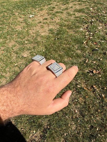 HarlemBling MOISSANITE Old School Square Cluster Iced Out Ring - 925 Silver