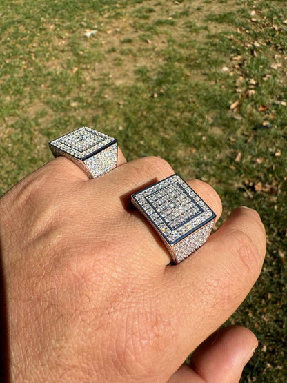 HarlemBling MOISSANITE Old School Square Cluster Iced Out Ring - 925 Silver