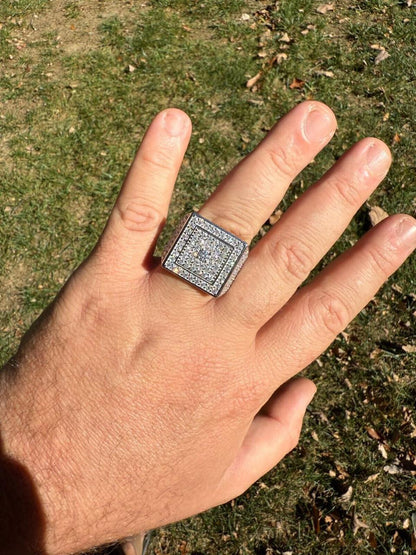 HarlemBling MOISSANITE Old School Square Cluster Iced Out Ring - 925 Silver