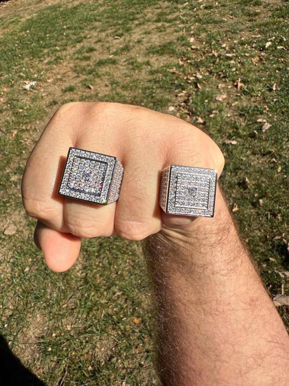 HarlemBling MOISSANITE Old School Square Cluster Iced Out Ring - 925 Silver