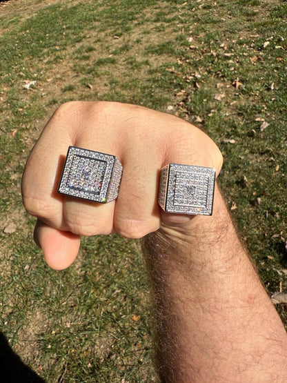 HarlemBling MOISSANITE Old School Square Cluster Iced Out Ring - 925 Silver