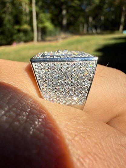 HarlemBling MOISSANITE Old School Square Cluster Iced Out Ring - 925 Silver