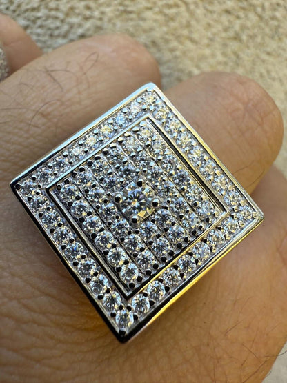 HarlemBling MOISSANITE Old School Square Cluster Iced Out Ring - 925 Silver