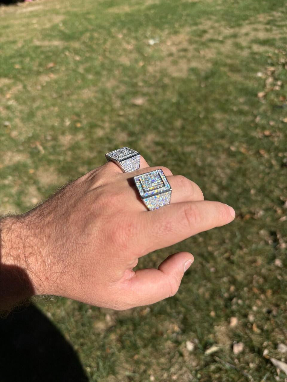 HarlemBling MOISSANITE Old School Square Cluster Iced Out Ring - 925 Silver